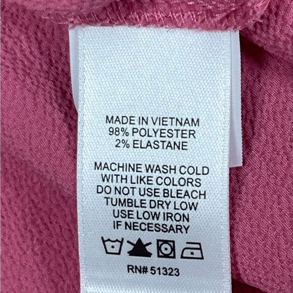 CeCe Bow Tie Cuff 3/4 Sleeves Crepe V Neck Blouse Top Pink Sz S Barbiecore New - Picture 6 of 8